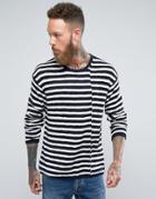 Nudie Jeans Co Tony Skewed Stripe Knit Black & White - White