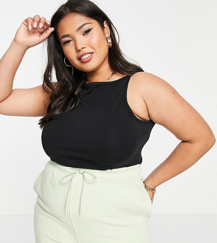 Asos Design Curve High Neck Tank In Black