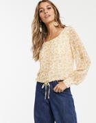 Y.a.s Square Neck Top In Floral Print - White