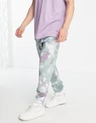 Nike Seasonal Classics Acid Wash Casual Fit Cuffed Fleece Sweatpants In Purple/multi