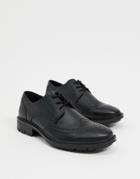 Jack & Jones Faux Leather Brogues With Chunky Sole In Black