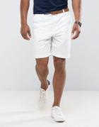 Bershka Straight Fit Chino Short In White With Belt - White