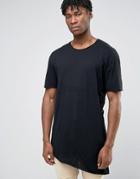 Pull & Bear Asymmetric T-shirt In Black - Black