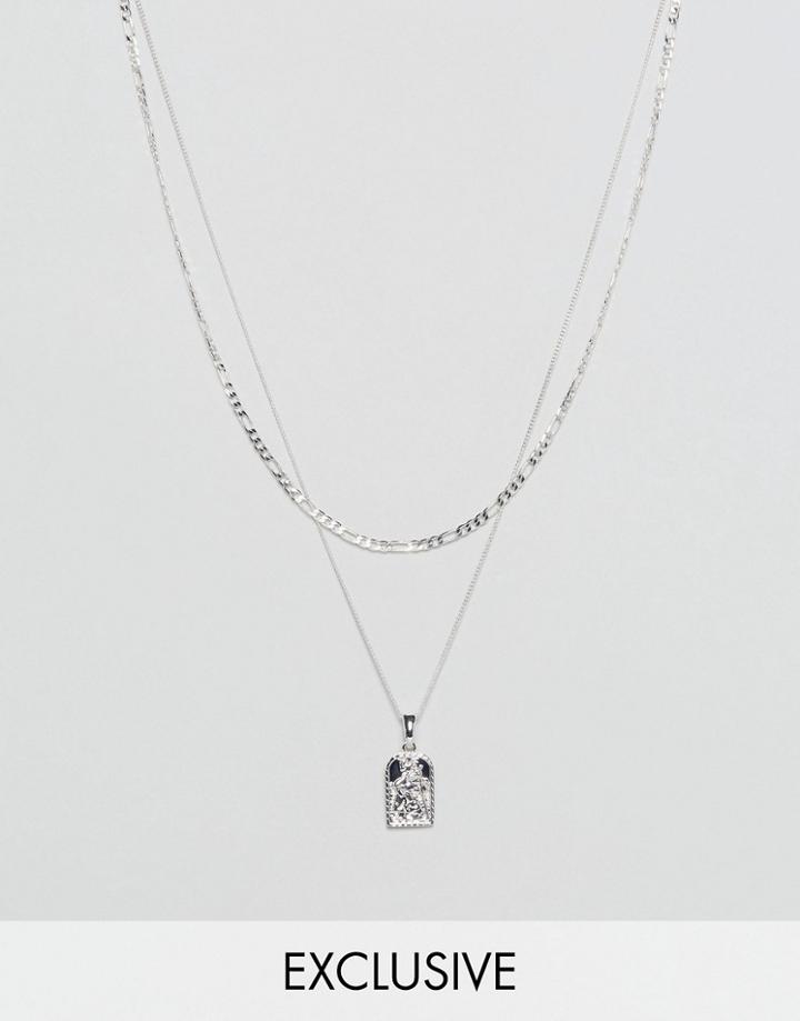 Chained & Able St Christopher Mini Tag Layer Necklace In Silver Exclusive To Asos - Silver
