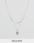 Chained & Able St Christopher Mini Tag Layer Necklace In Silver Exclusive To Asos - Silver