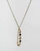 Krystal Swarovski Crystal Pin Pendent Necklace - Gold