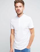 Selected Homme Round Tip Collar Short Sleeve Polo - White