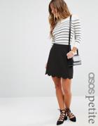 Asos Petite A-line Mini Skirt With Scallop - Black