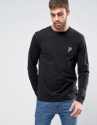 Penfield Plano Long Sleeve Top Small P Logo In Black - Black