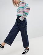 Asos Workwear Skater Jeans With Neon Threads In Clean Indigo - Blue