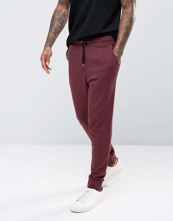 Asos Skinny Joggers In Burgundy - Red