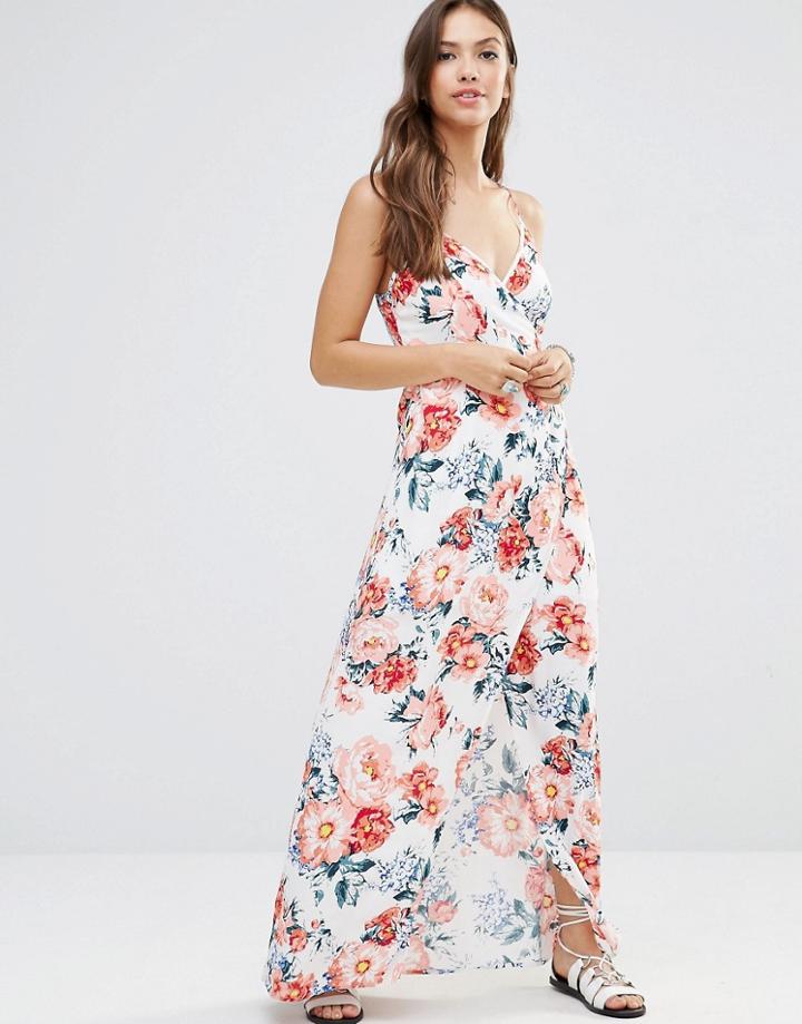 Mink Pink Little Blooms Wrap Front Maxi Dress - Multi