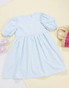 Monki Melody Cotton Poplin Smock Dress In Pale Blue-blues
