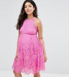 Asos Maternity Lace Pinny Scallop Edge Prom Mini Dress - Pink