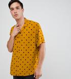Asos Design Tall Oversized Polka Dot Shirt In Mustard - Yellow