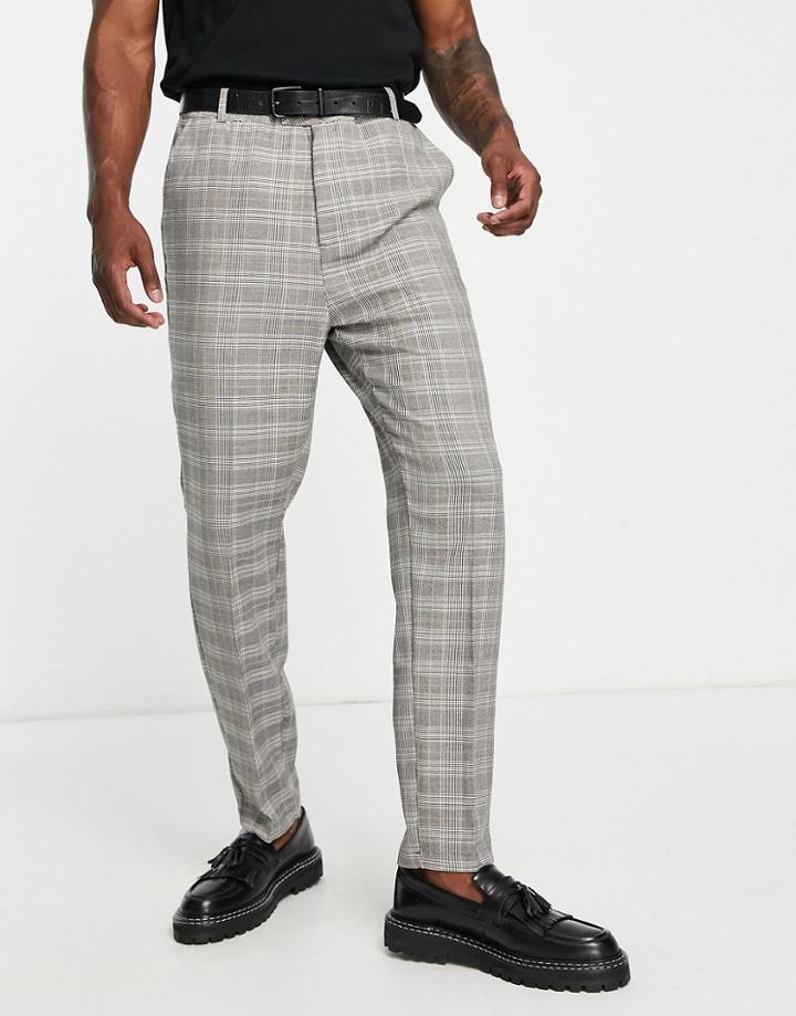 Bando Carrot Fit Tapered Checked Suit Pants In Gray