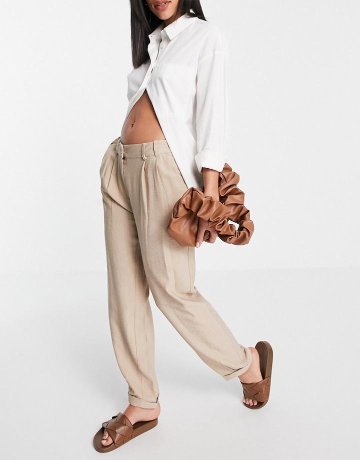 Vila Tapered Leg Pants In Beige-neutral