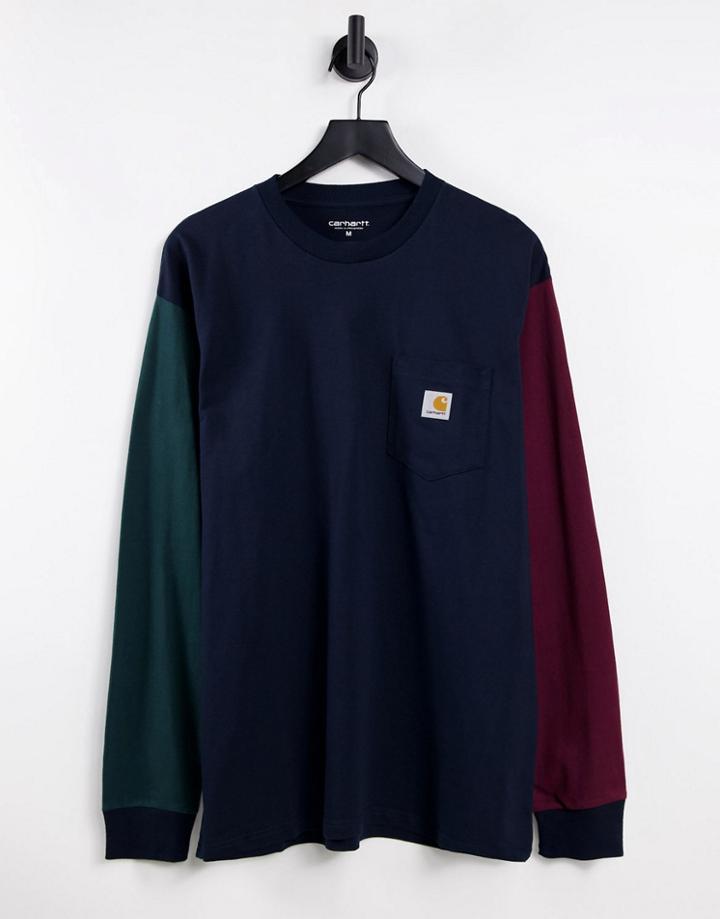 Carhartt Wip Triple Pocket Long Sleeve Top In Navy Multi