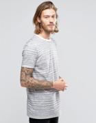 Asos Longline Stripe T-shirt In Gray/white - Gray