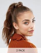 Asos Pack Of 2 Printed Scrunchie Hair Ties - Multi