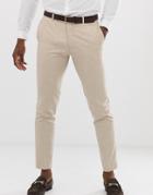 Moss London Slim Stretch Suit Pants In Stone-green