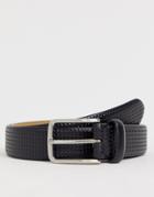 Original Penguin Smart Embossed Leather Belt In Black - Black