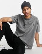 Good For Nothing Oversized T-shirt In Gray With Splicing Detail And Logo Print