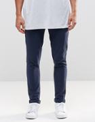 Asos Super Skinny Pants With Popper Waistband In Mid Blue - Petrol