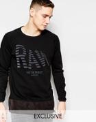 G-star Be Raw Exclusive To Asos Crew Sweatshirt Vontoni Longline Nylon Trim In Black - Black