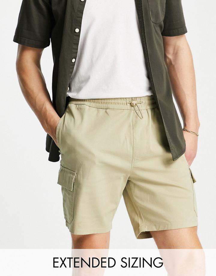 Asos Design Slim Cargo Shorts In Beige-neutral
