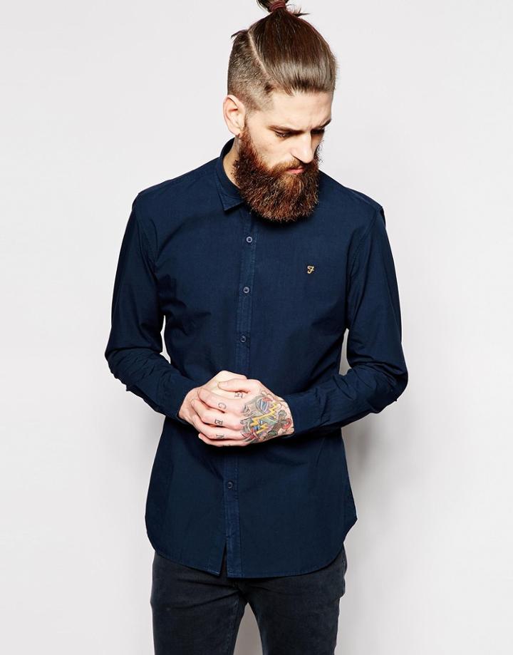 Farah Poplin Shirt Slim Fit - True Navy