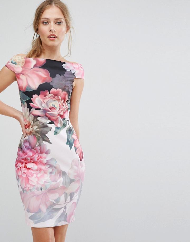 Ted Baker Painted Posie Off Shoulder Dress - Multi