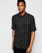 Asos Shirt In Grid Check With Half Sleeve In Regular Fit - Black