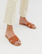 New Look Cross Strap Flat Slider Sandal In Tan - Tan