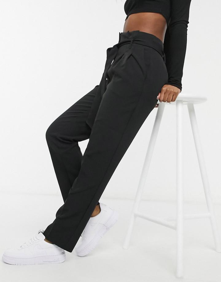 New Look Paperbag Pants In Black