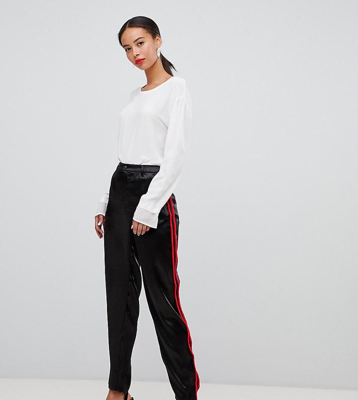 Asos Design Tall Cigarette Pants In Luxe Satin - Black