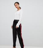 Asos Design Tall Cigarette Pants In Luxe Satin - Black