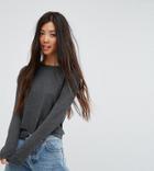 Asos Petite Sweater With Crew Neck And Panel Detail - Gray