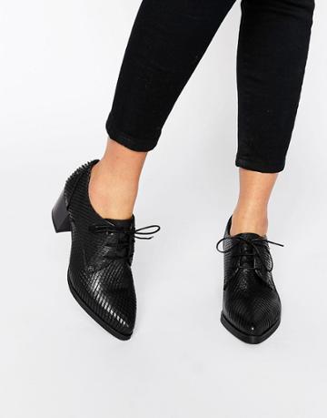Bronx Lizard Heeled Lace Up Shoes - Black