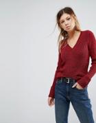 Asos Sweater With Shoulder Pads And V Neck - Black