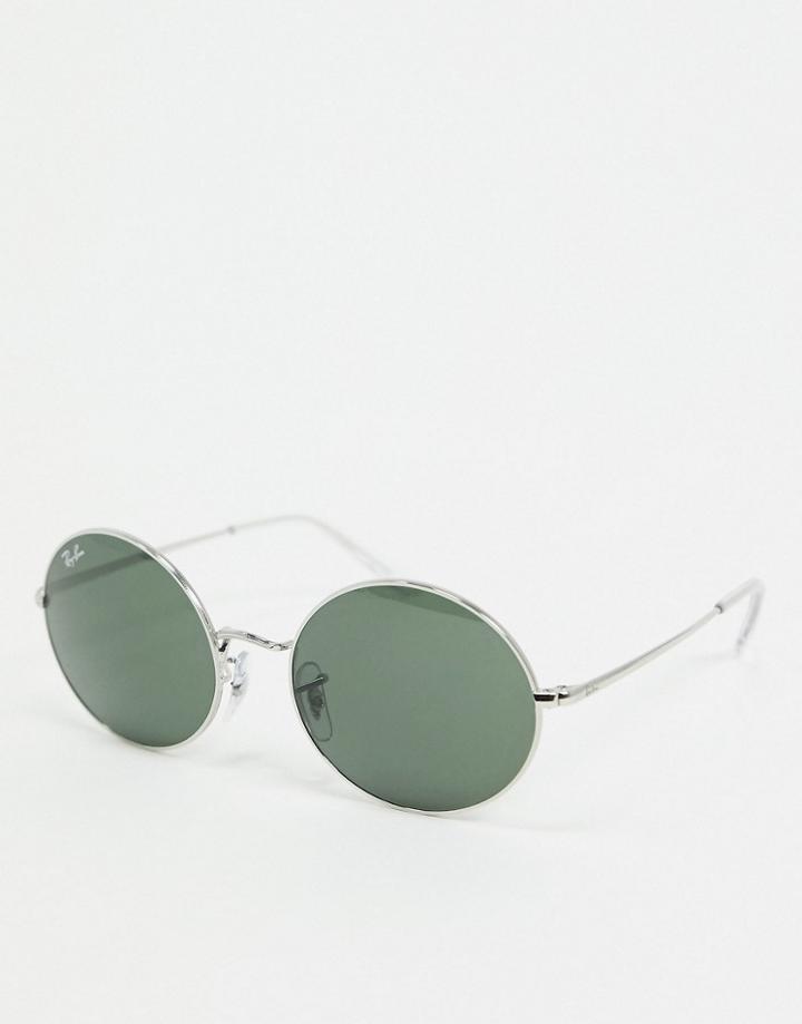 Rayban Oval Sunglasses In Silver