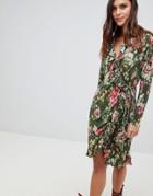 Vila Floral Ruffle Wrap Dress-multi