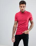 Asos Design Muscle Fit Polo In Pique - Red
