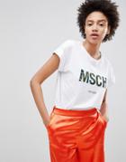 Moss Copenhagen Boyfriend T-shirt With Jungle Print Logo - White