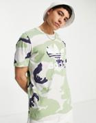 Adidas Originals Large Logo T-shirt In Magic Lime Camo-gray