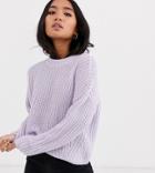 Only Petite Rib Knitted Sweater-purple