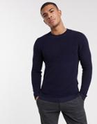 Selected Homme Gunnar Organic Cotton Crew Neck Sweater-blues