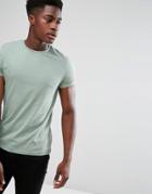 Asos Crew Neck T-shirt With Roll Sleeve - Green