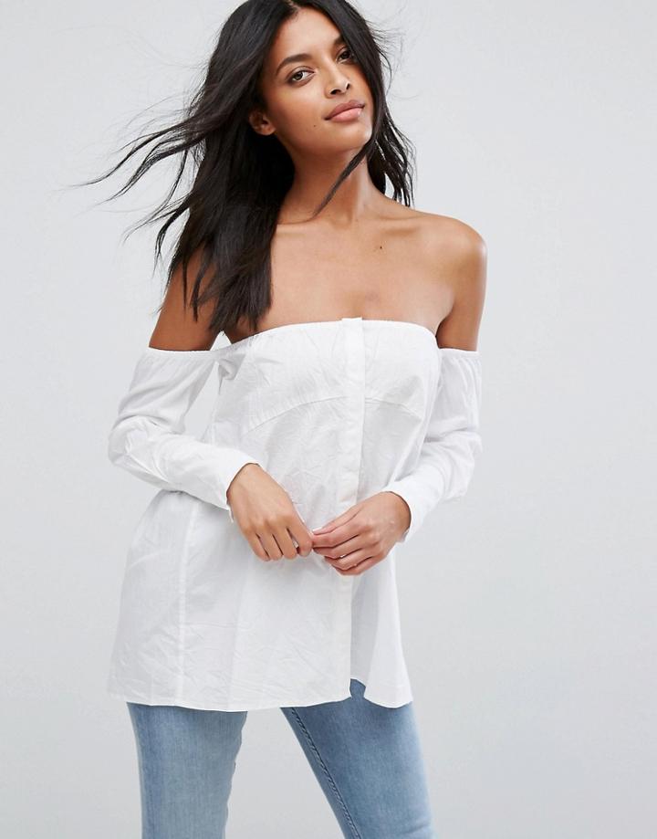 Walter Baker Dave Off Shoulder Shirt - White