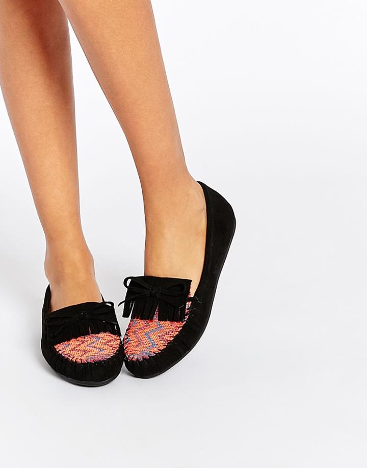 Asos Mainland Woven Flat Shoes - Black